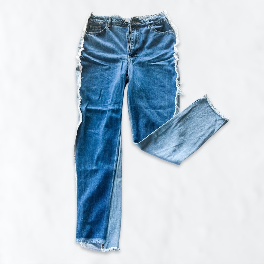 Nasty Gal Two Tone Mom Jeans